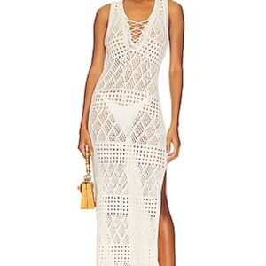 MOTHER Cream Crochet Swim Coverup